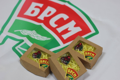 БРСМ презентовал брошь с элементами национального флага Беларуси